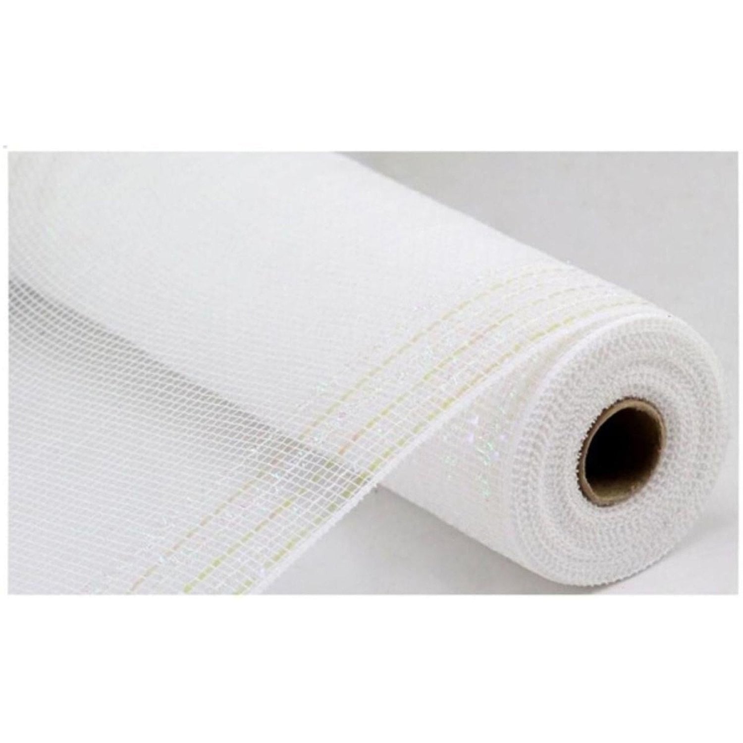 Shop For 10" Tinsel Border Stripe Mesh Ribbon: White (10 Yards)