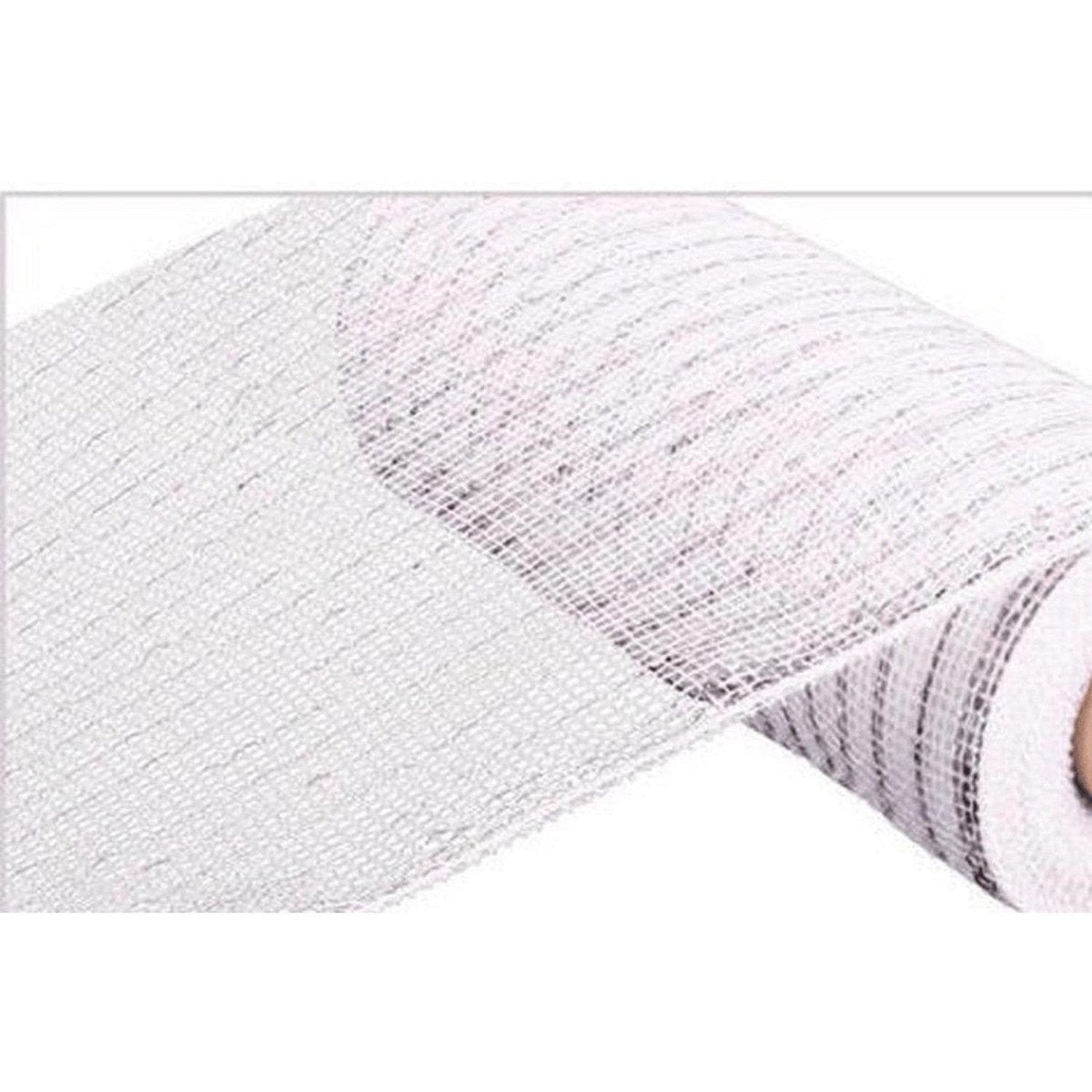 Shop For 10" Value Deco Mesh Ribbon: White/Silver Foil