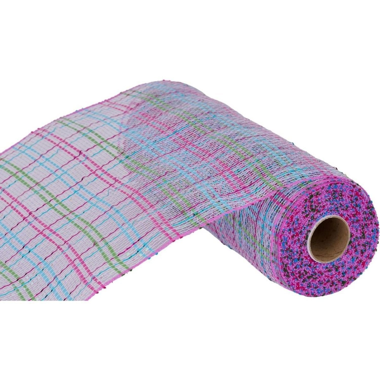 Shop For 10" Vertical Foil Plaid Mesh Ribbon: Lavender/Pink/Turquoise/Lime