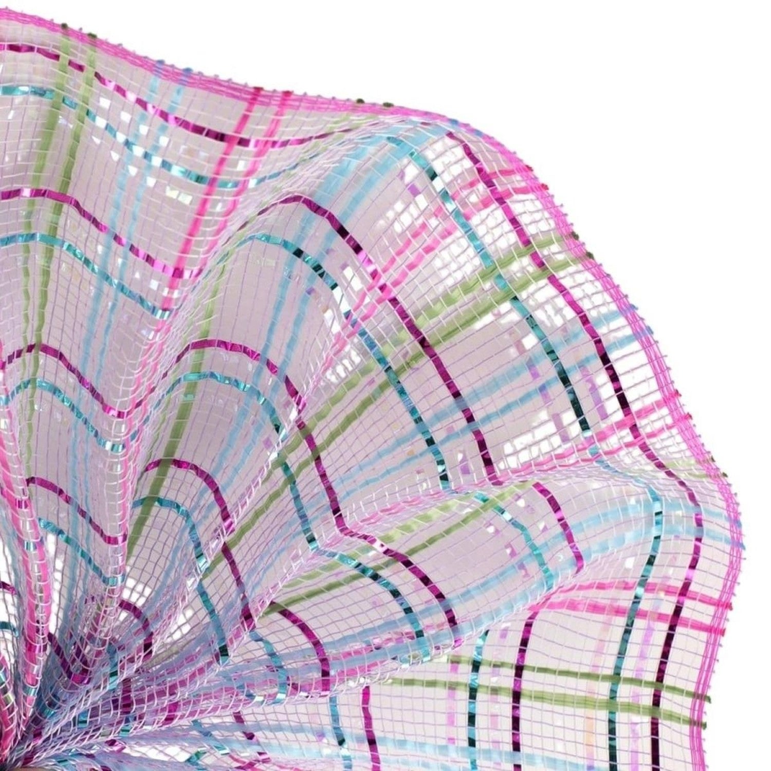 Shop For 10" Vertical Foil Plaid Mesh Ribbon: Lavender/Pink/Turquoise/Lime