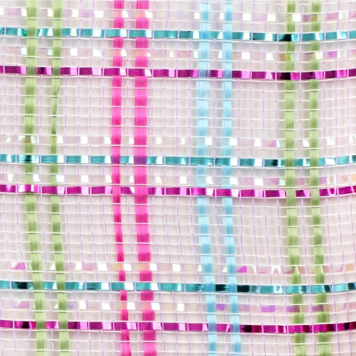 Shop For 10" Vertical Foil Plaid Mesh Ribbon: Lavender/Pink/Turquoise/Lime