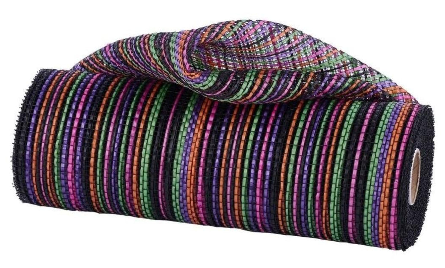 10" Vertical Multicolor Stripe Mesh: Black/Orange/Purple (10 Yards)