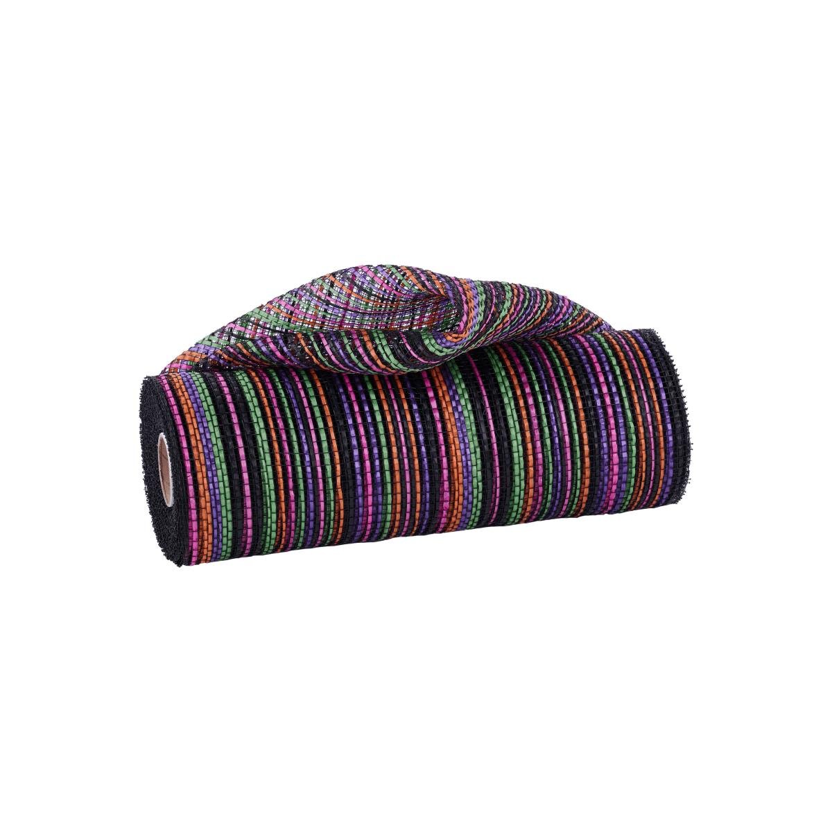 Shop For 10" Vertical Multicolor Stripe Mesh: Black/Orange/Purple (10 Yards)
