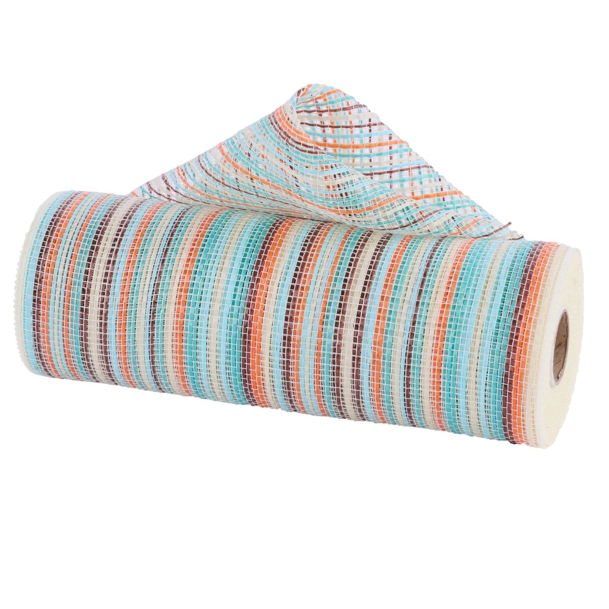 Shop For 10" Vertical Multicolor Stripe Mesh: Blue/Orange/Teal (10 Yards)