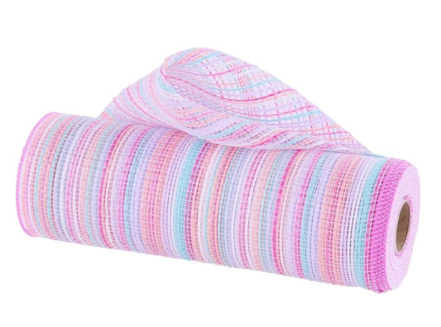 10" Vertical Multicolor Stripe Mesh: Pink/Blue/Lavender (10 Yards)