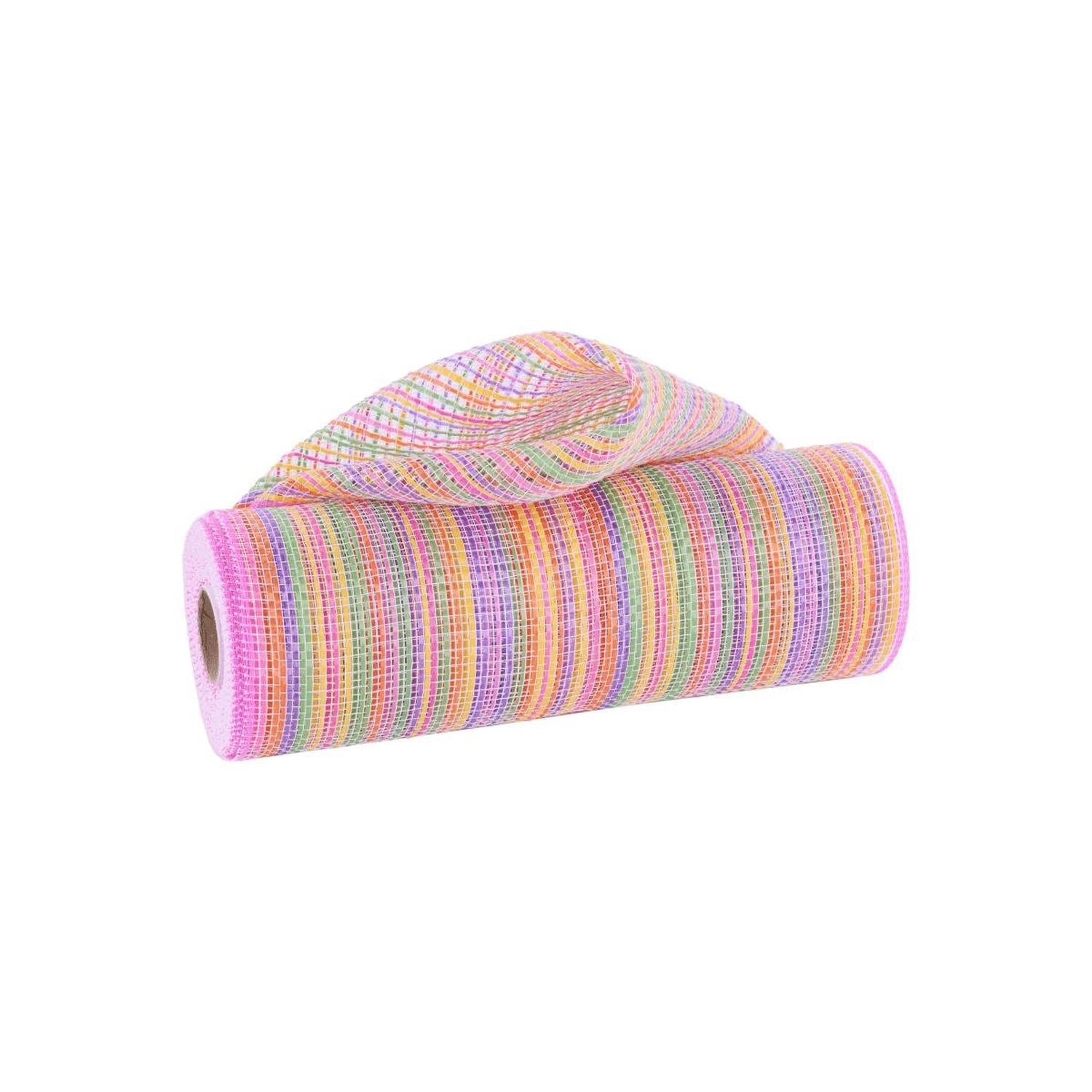 10" Vertical Multicolor Stripe Mesh: Pink/Yellow/Purple