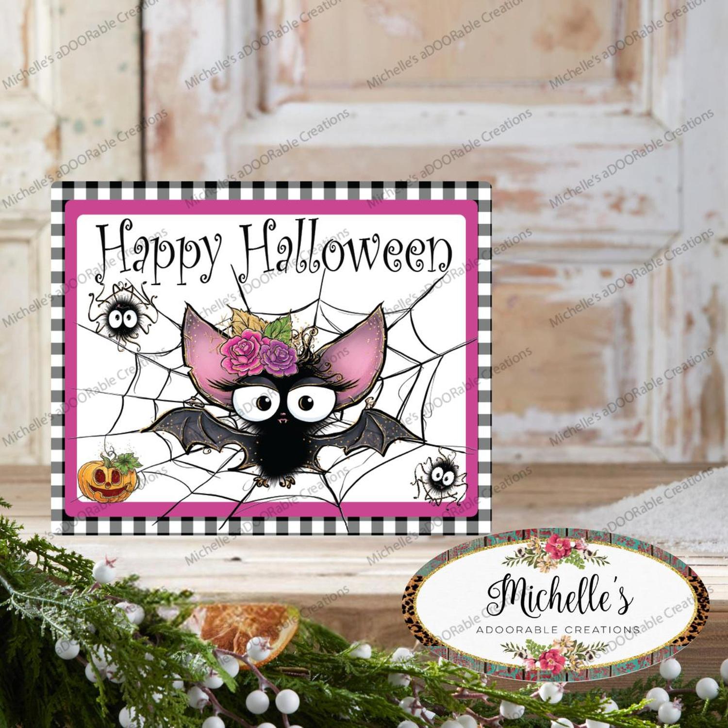10" Waterproof Happy Halloween Bat Sign