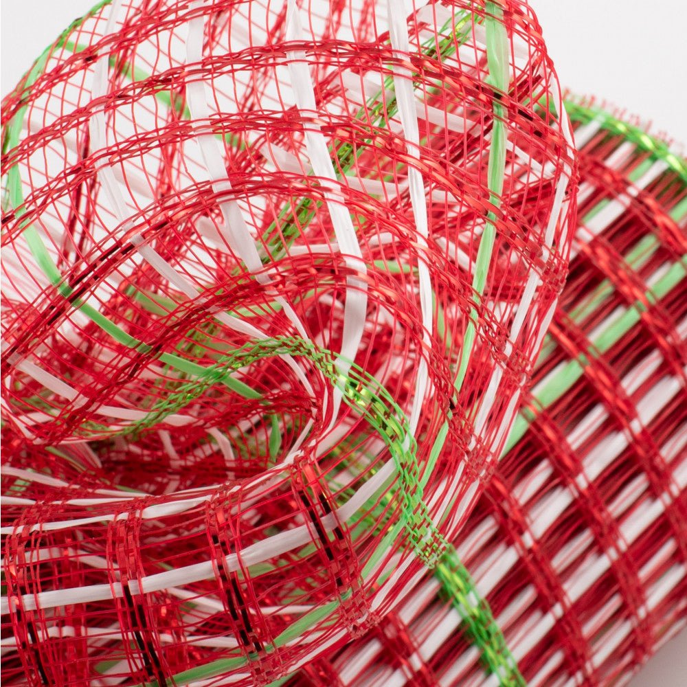 Shop For 10" Window Pane Poly Deco Mesh Ribbon: Metallic Christmas Check (10 Yards) at Michelle's aDOORable Creations