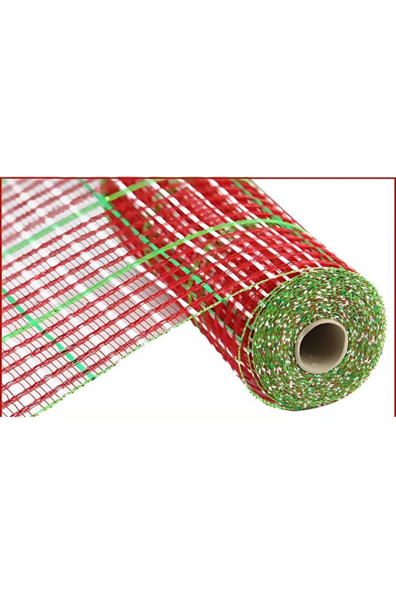 Shop For 10" Window Pane Poly Deco Mesh Ribbon: Metallic Christmas Check (10 Yards)