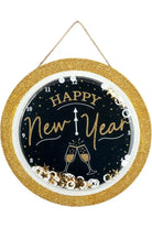 Shop For 10" Wooden Round Sign: Happy New Year Globe