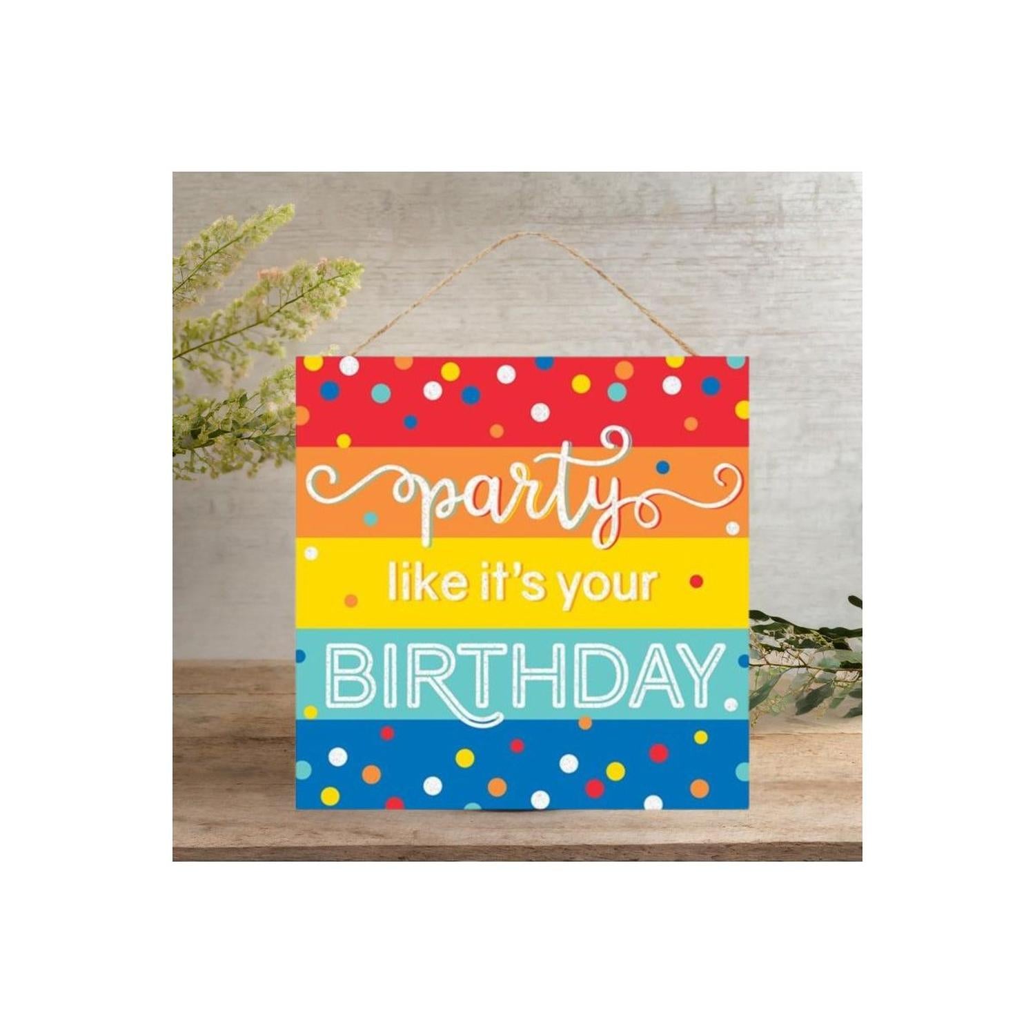 10" Wooden Sign: Glitter Party Birthday