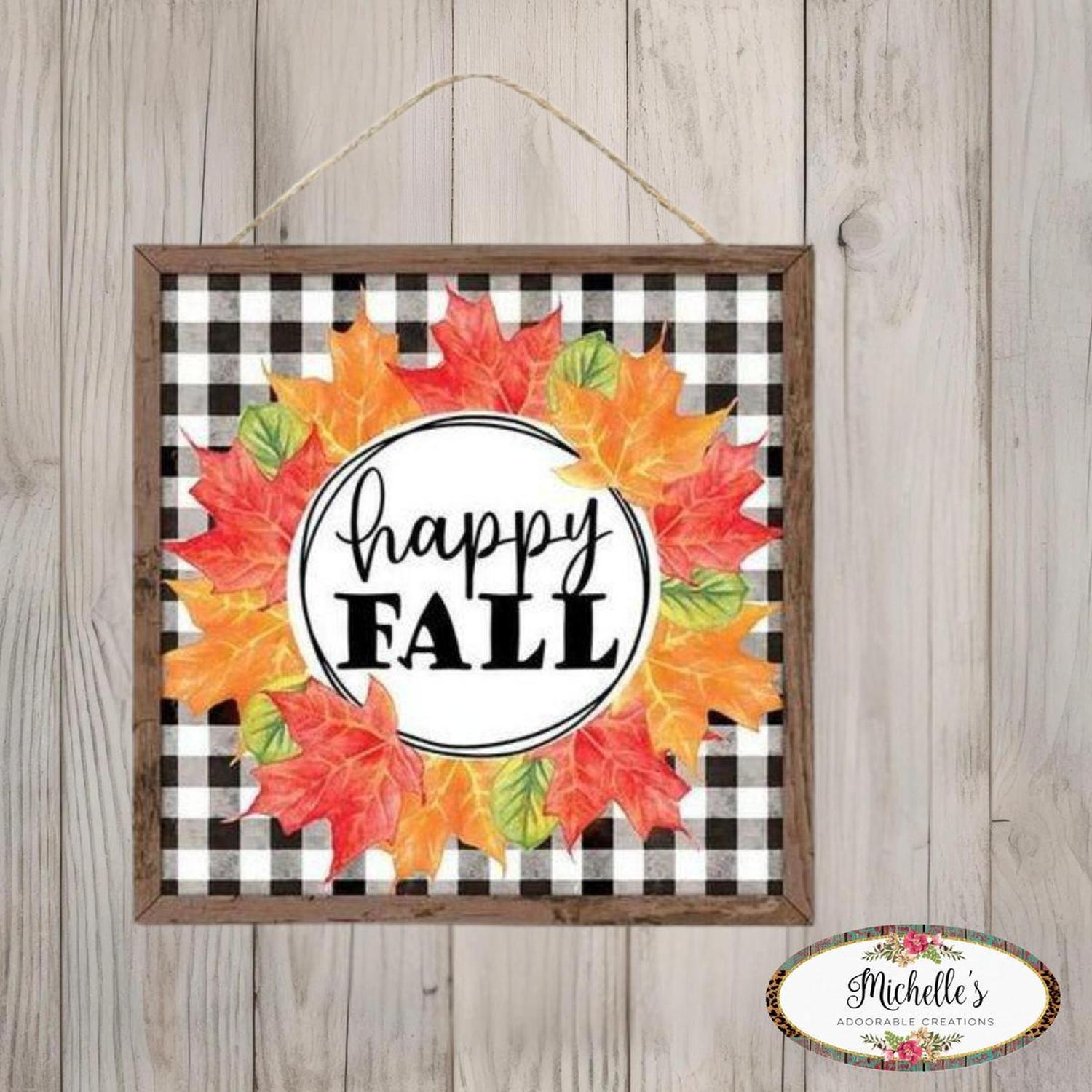 10" Wooden Sign: Happy Fall Leaf