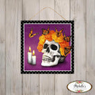Shop For 10" Wooden Sign: Skull and Butterflies