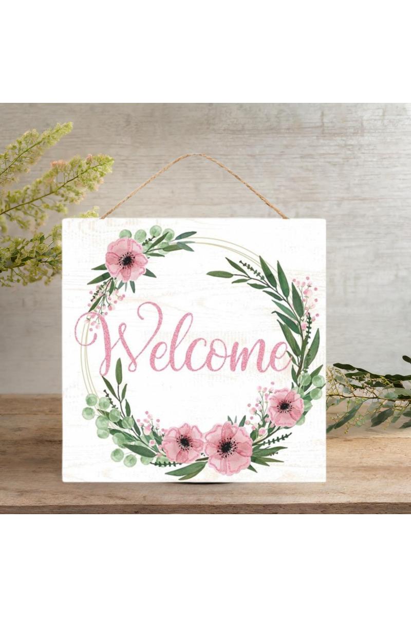 Shop For 10" Wooden Sign: Welcome Floral (White)