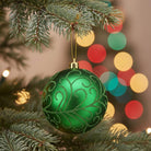 Shop For 100MM Beaded Scroll Glitter Ornament Ball: Green (Box of 4)