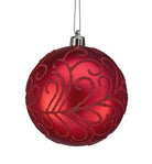 Shop For 100MM Beaded Scroll Glitter Ornament Ball: Red (Box of 4)
