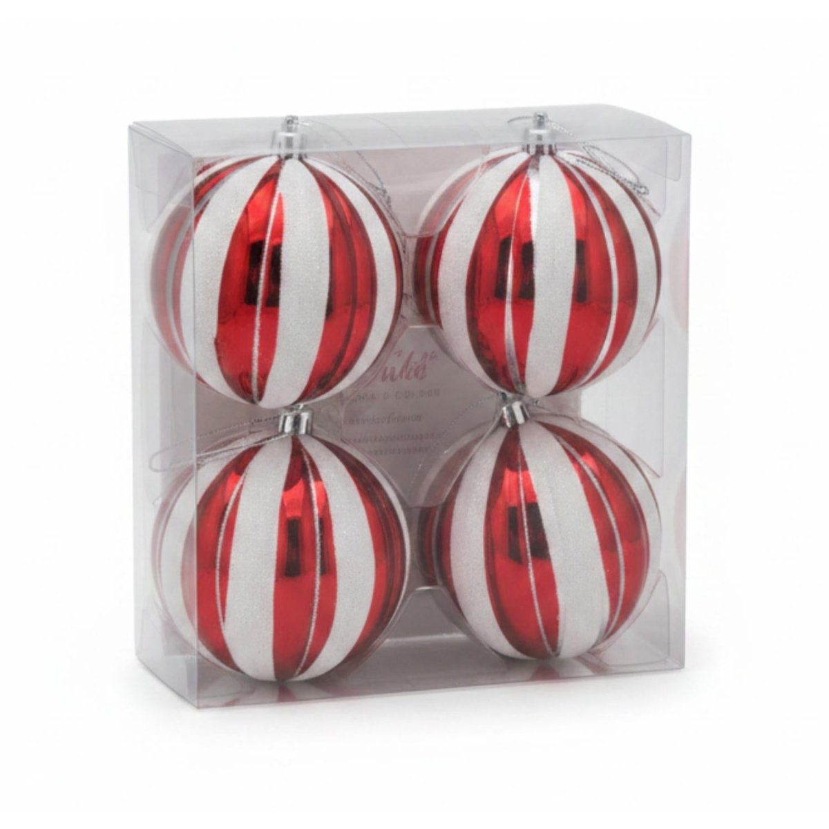 Shop For 100MM Candy Stripe Ornament Ball: Red/White (Box of 4)