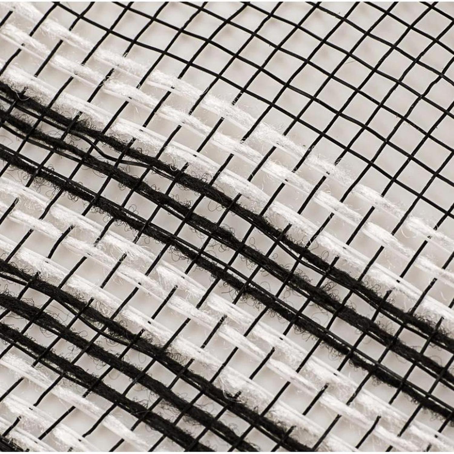 10.25" Border Stripe Faux Jute Mesh Ribbon: Black/White (10 Yards)