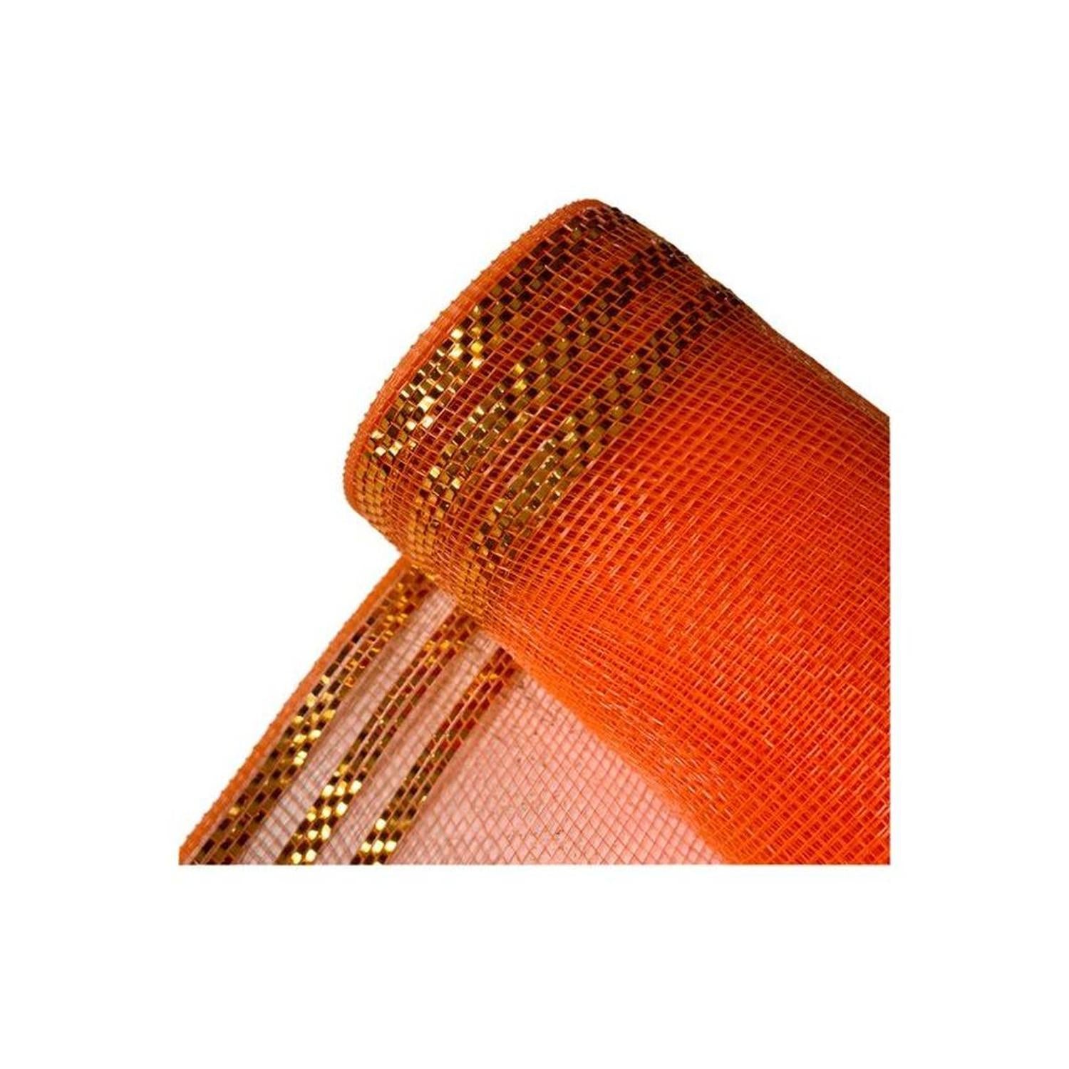 10.25" Border Stripe Mesh Ribbon: Orange (10 Yards)