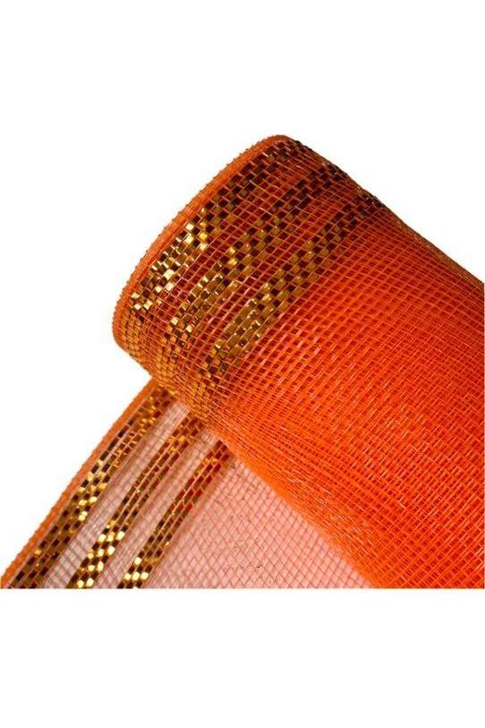 Shop For 10.25" Border Stripe Mesh Ribbon: Orange (10 Yards)