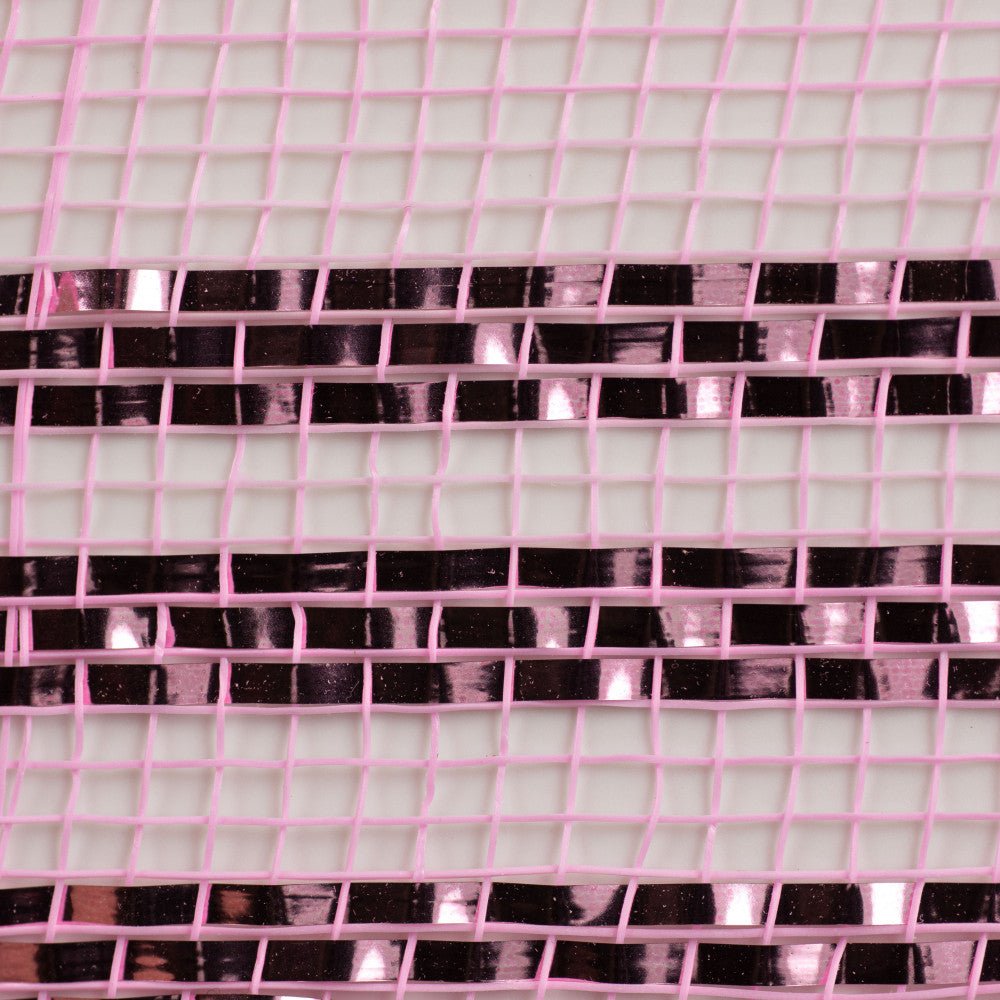 Shop For 10.25" Border Stripe Metallic Mesh Ribbon: Pink (10 Yards) at Michelle's aDOORable Creations
