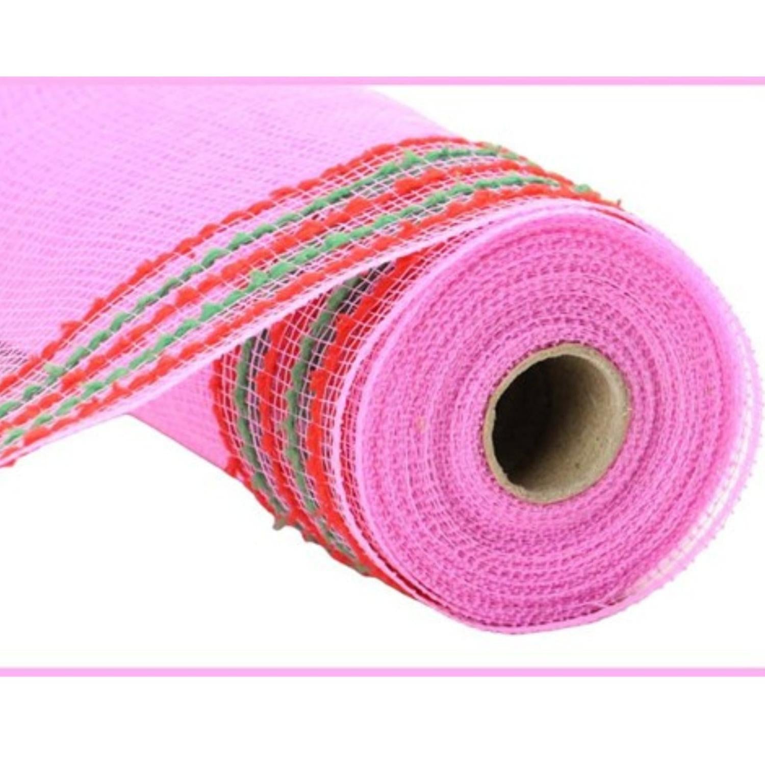 10.25" Drift Border Mesh Ribbon: Pink/Red (10 Yards)