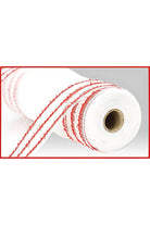 Shop For 10.25" Drift Border Mesh Ribbon: White/Red (10 Yards)