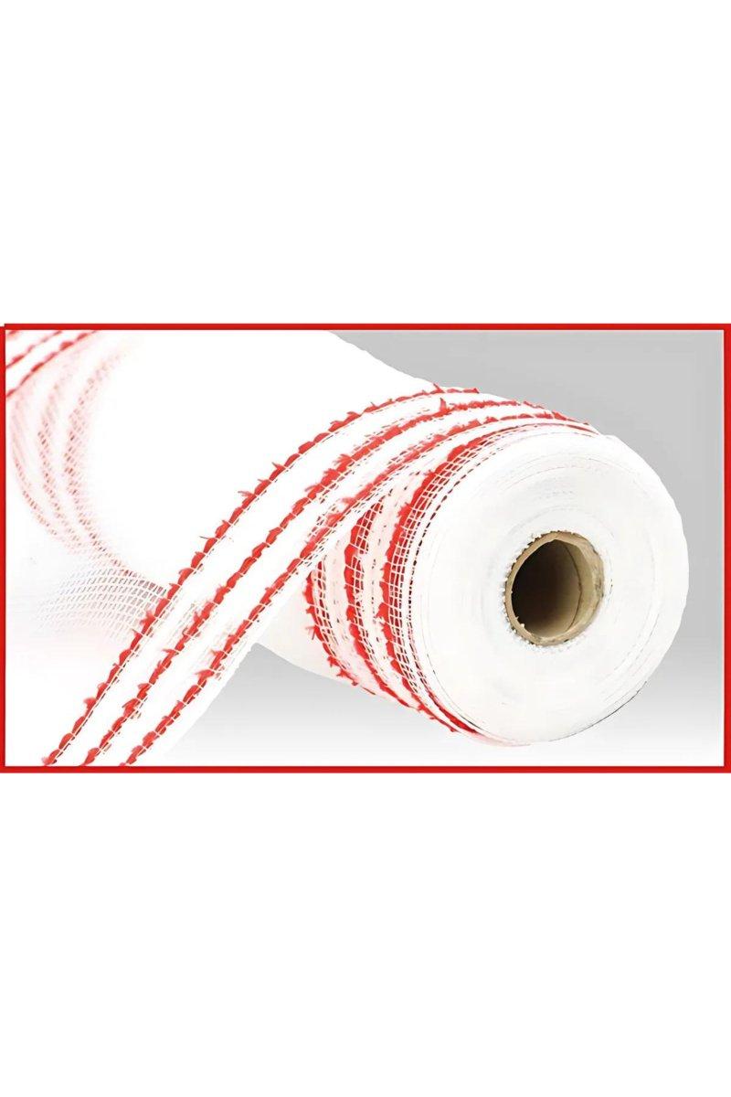 Shop For 10.25" Drift Border Mesh Ribbon: White/Red (10 Yards)