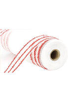 Shop For 10.25" Drift Border Mesh Ribbon: White/Red (10 Yards)