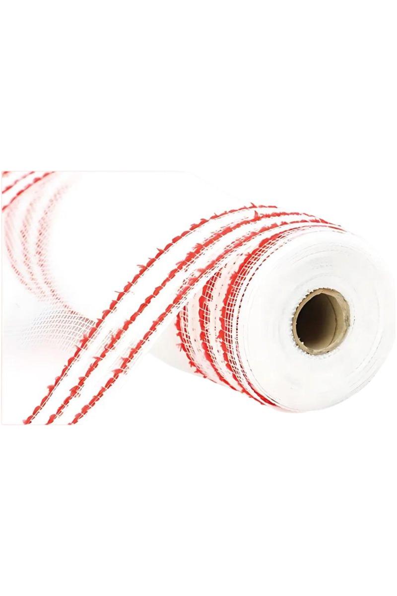 Shop For 10.25" Drift Border Mesh Ribbon: White/Red (10 Yards)