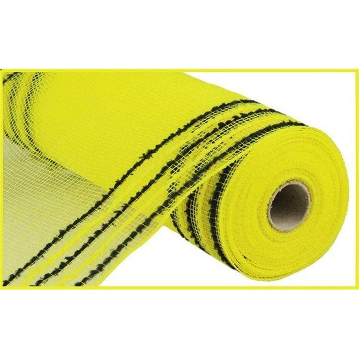 Shop For 10.25" Drift Border Mesh Ribbon: Yellow/Black (10 Yards) at Michelle's aDOORable Creations