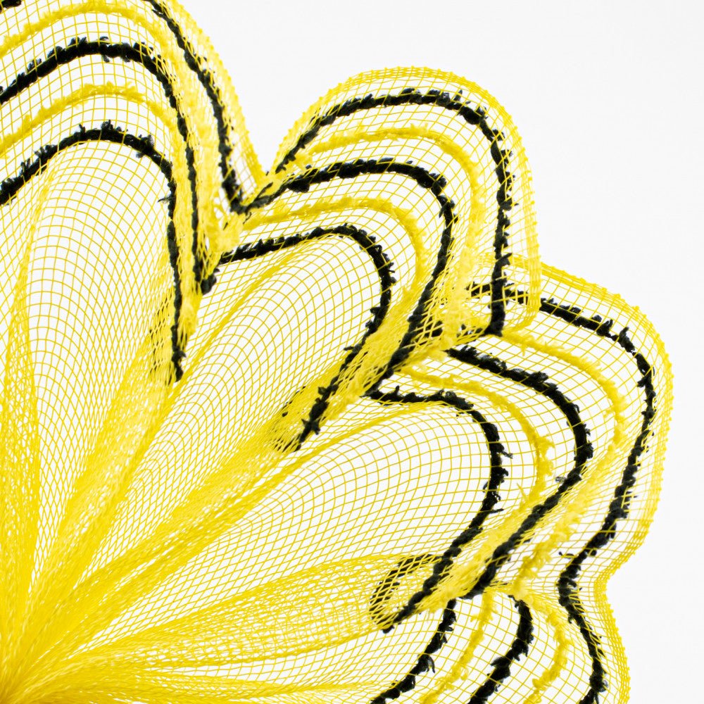 Shop For 10.25" Drift Border Mesh Ribbon: Yellow/Black (10 Yards) at Michelle's aDOORable Creations