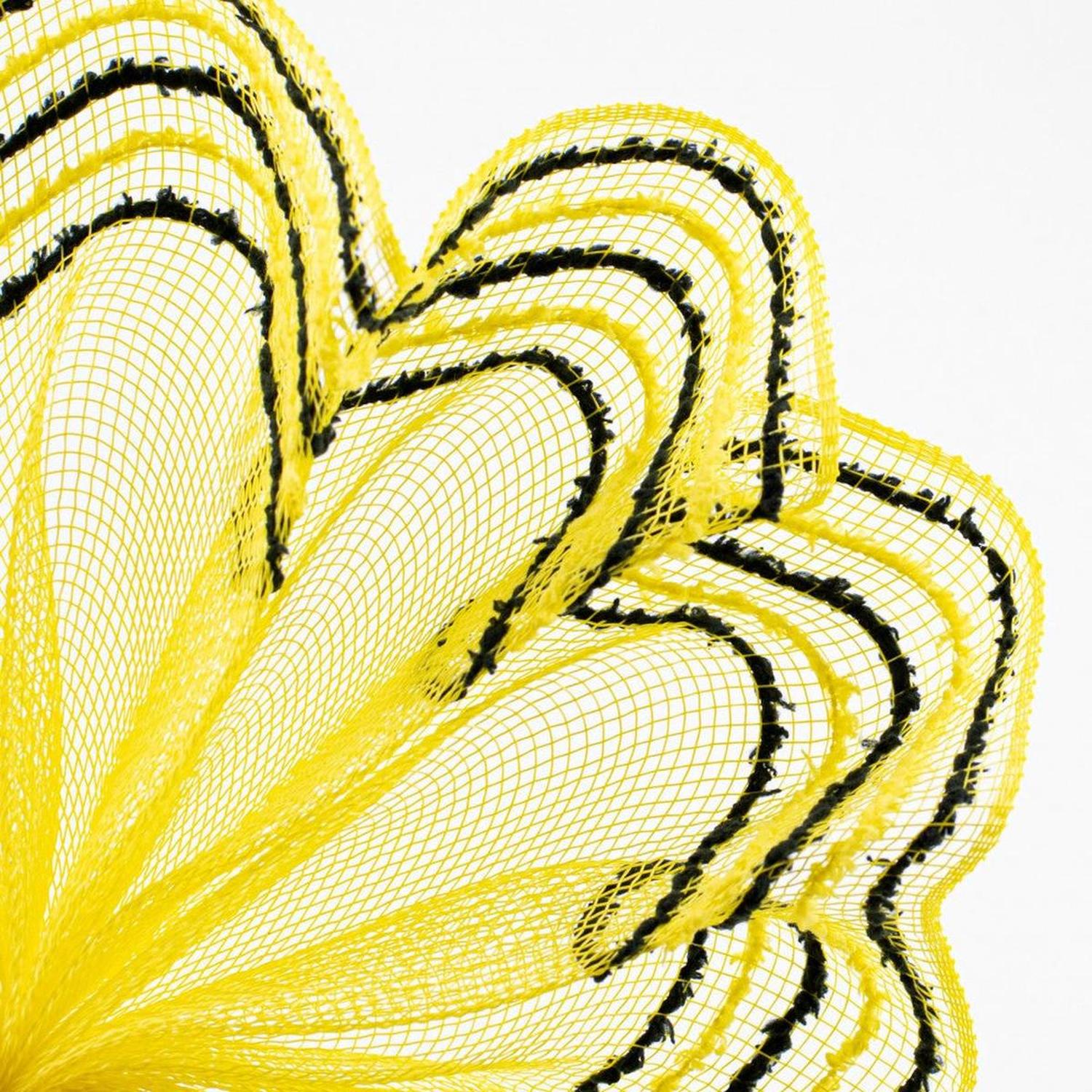 10.25" Drift Border Mesh Ribbon: Yellow/Black (10 Yards)