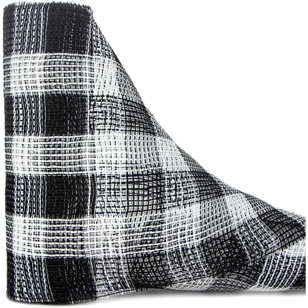 Shop For 10.25" Faux Jute Check Mesh Ribbon: Black & White (10 Yards) at Michelle's aDOORable Creations