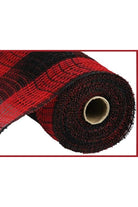 Shop For 10.25" Faux Jute Check Mesh Ribbon: Red & Black (10 Yards)