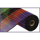 Shop For 10.25" Faux Jute Wide Stripe Mesh Ribbon: Purple/Green/Black/Orange (10 Yards)