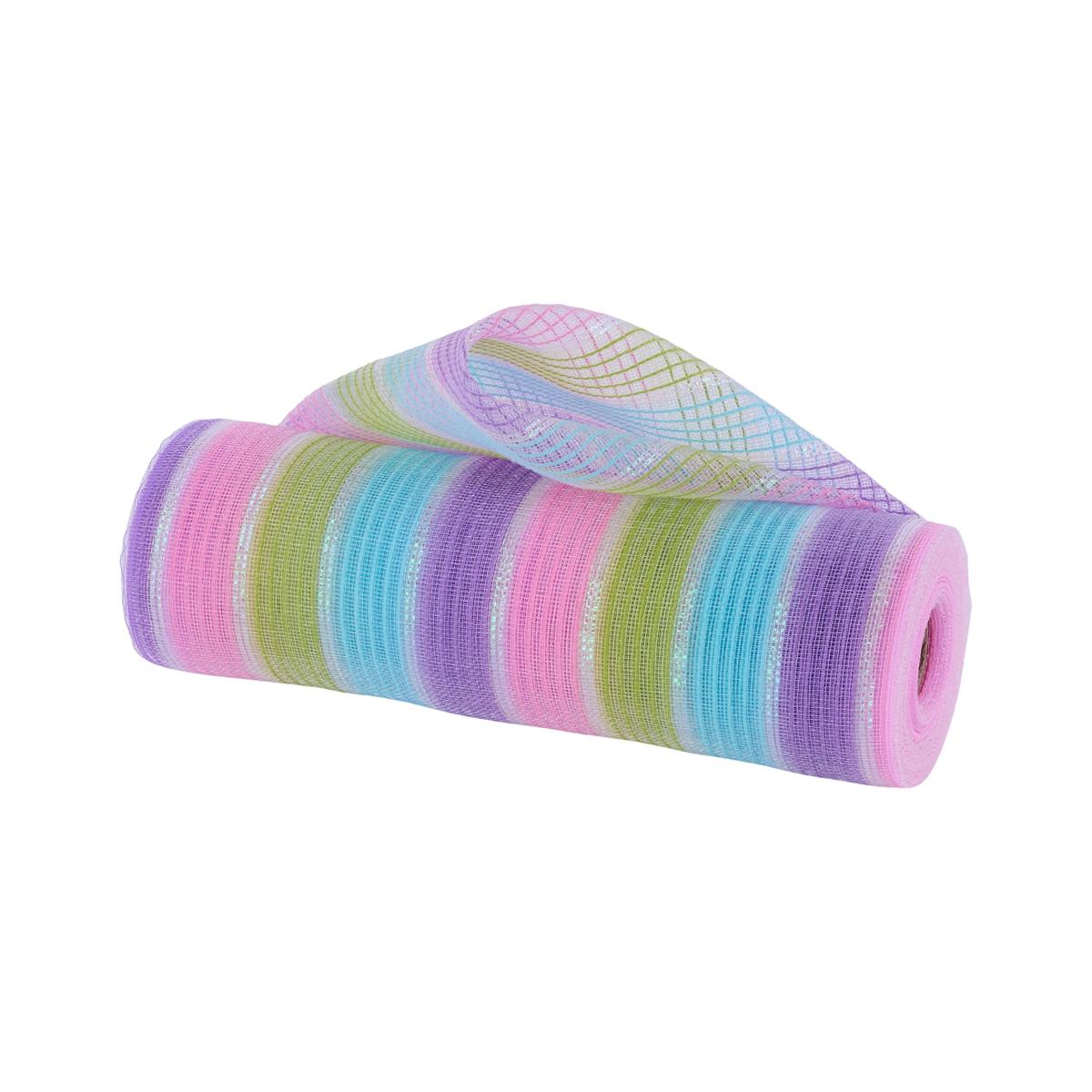 Shop For 10.25" Fine Weave Faux Jute Stripe Mesh: Pastel (10 Yards)