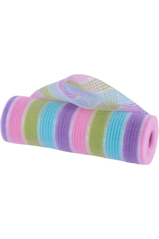 Shop For 10.25" Fine Weave Faux Jute Stripe Mesh: Pastel (10 Yards)