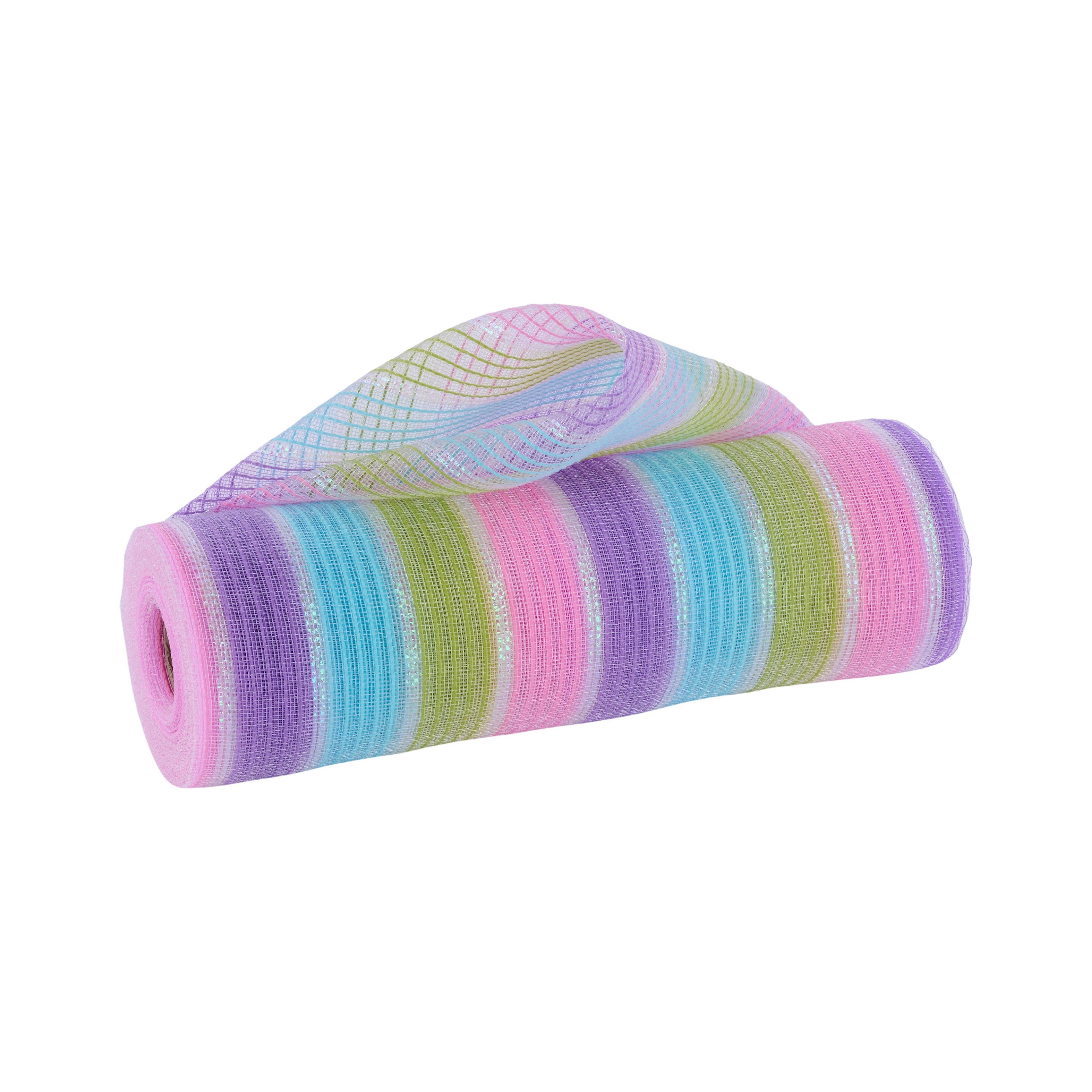 Shop For 10.25" Fine Weave Faux Jute Stripe Mesh: Pastel (10 Yards)