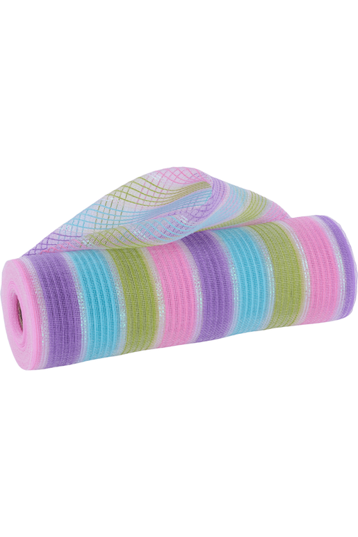 Shop For 10.25" Fine Weave Faux Jute Stripe Mesh: Pastel (10 Yards)