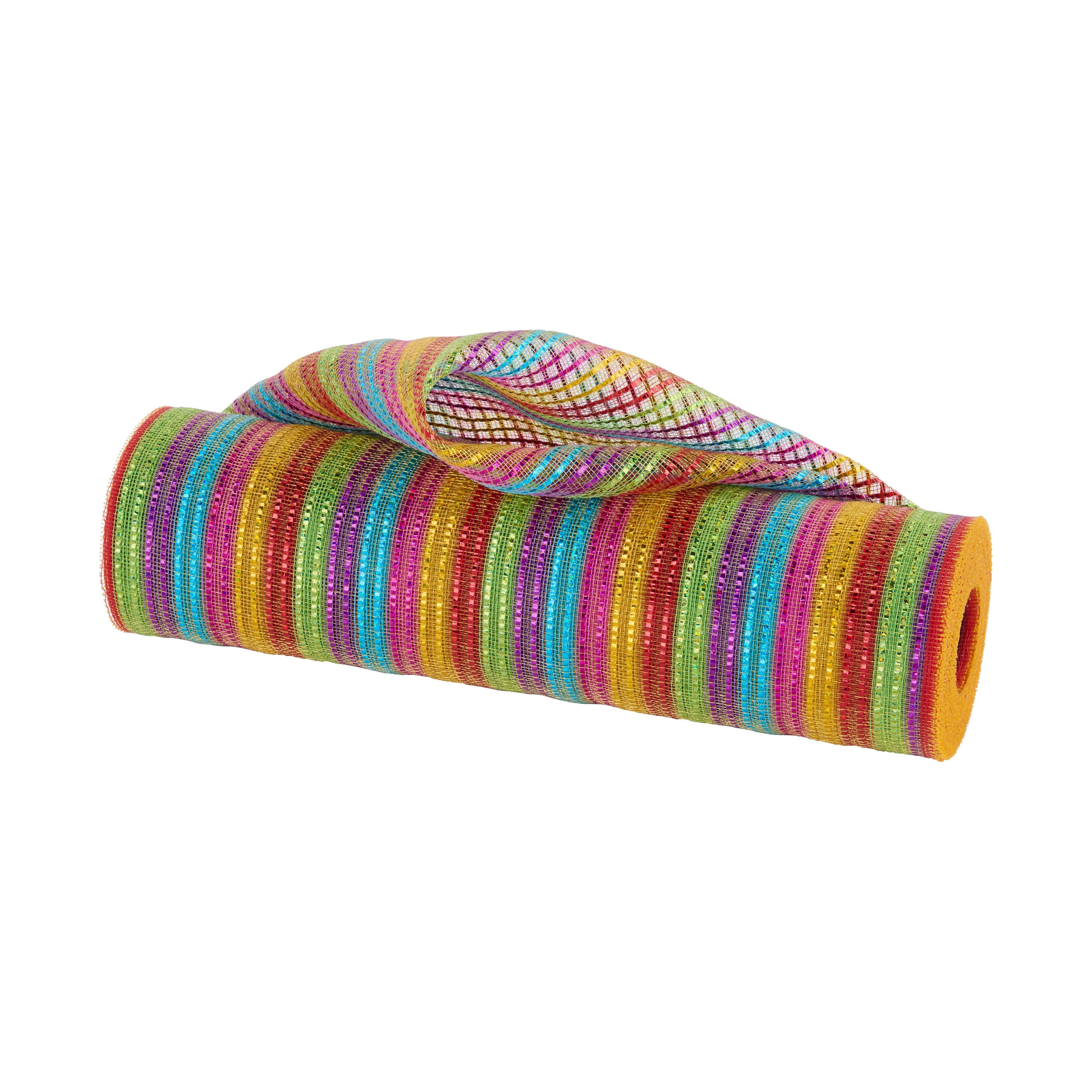 Shop For 10.25" Fine Weave Wide Foil Stripe: Multi Bright (10 Yards)