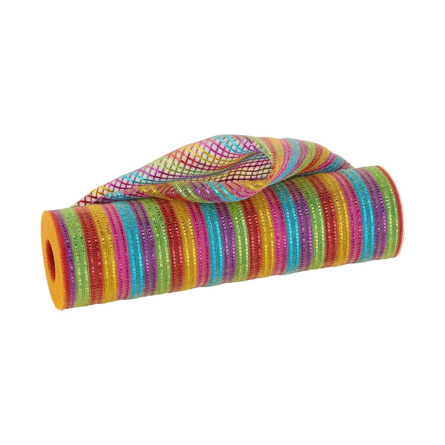 10.25" Fine Weave Wide Foil Stripe: Multi Bright (10 Yards)