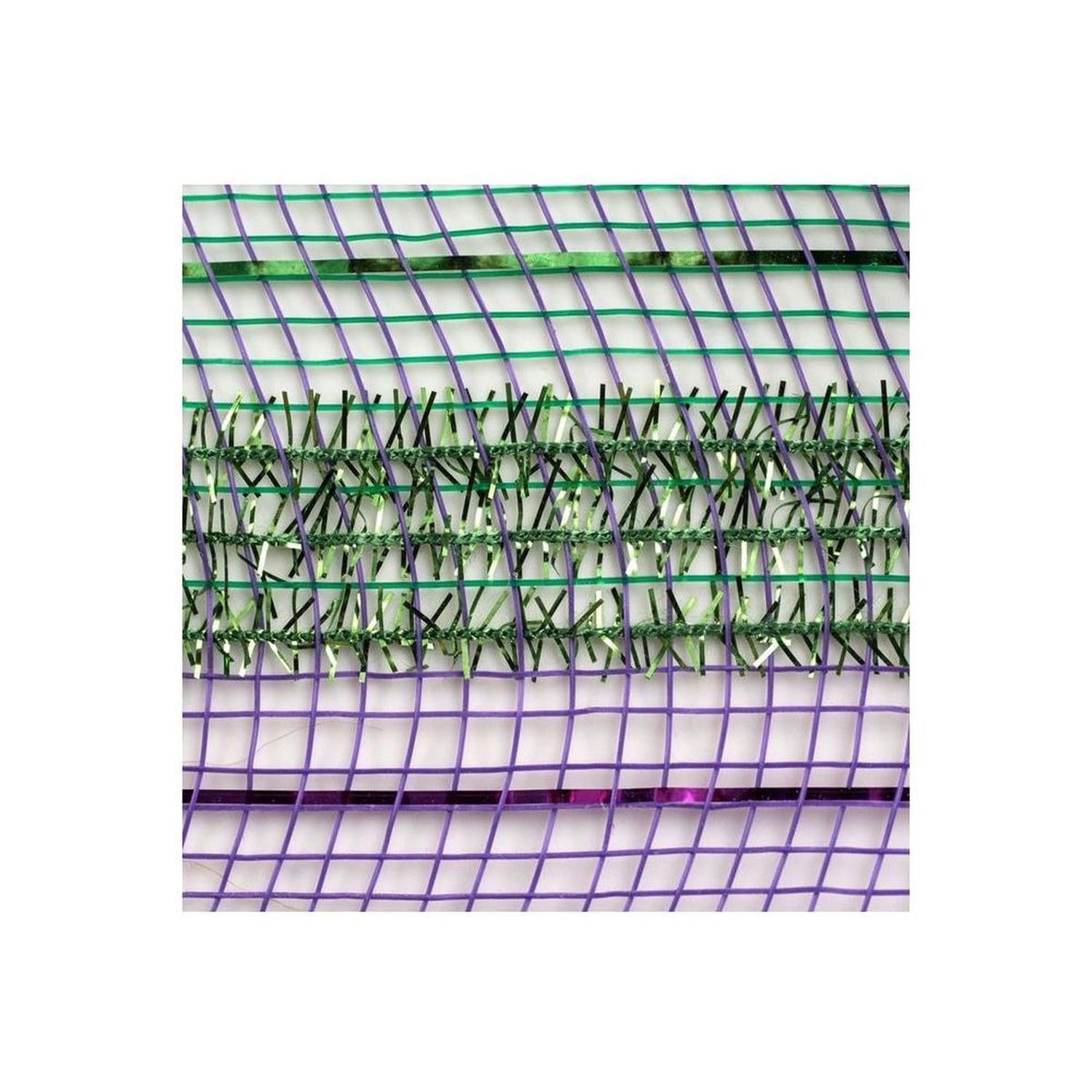 10.25" Poly Deco Tinsel Mesh Ribbon: Mardi Gras Stripe (10 Yards)