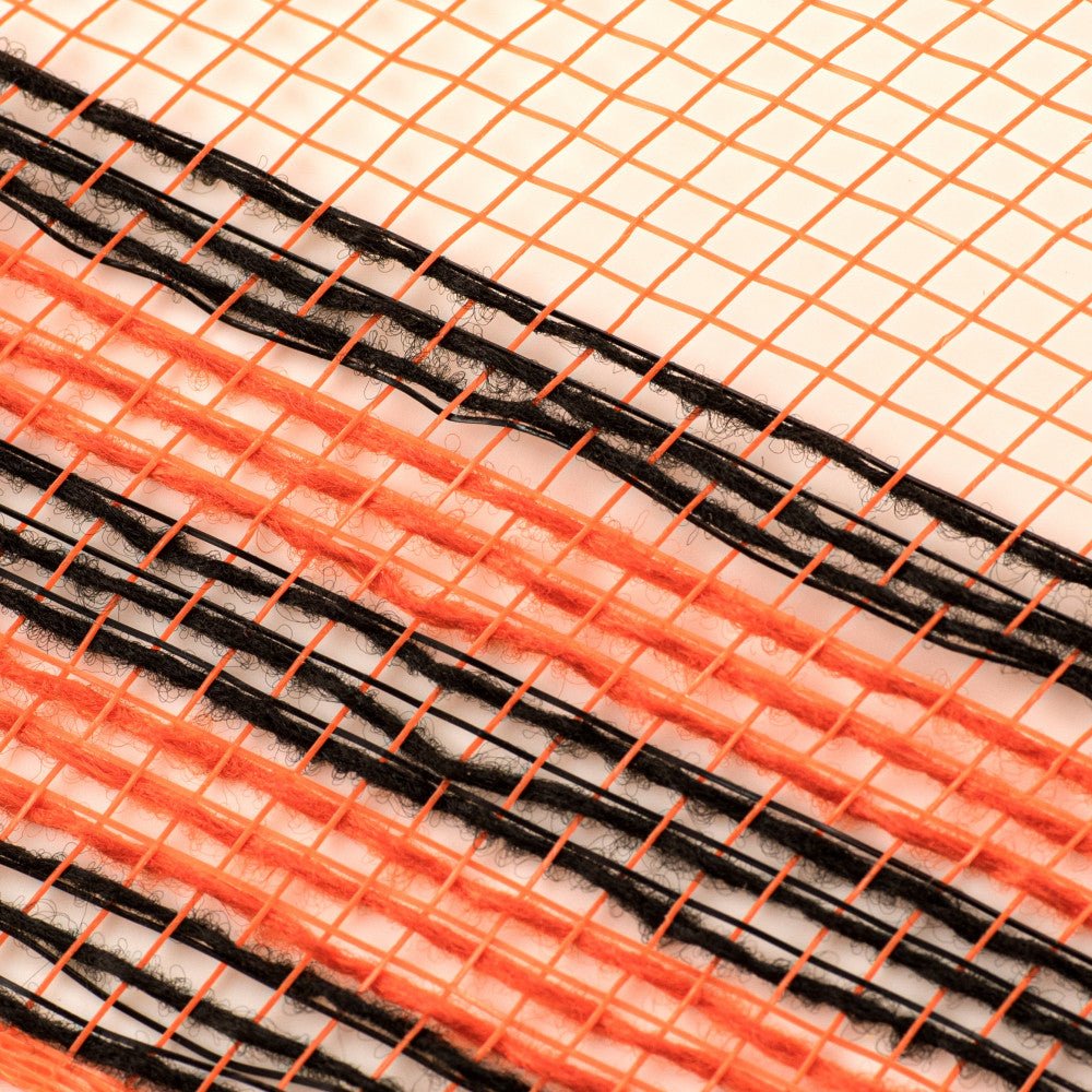 Shop For 10.5" Border Stripe Metallic Mesh Ribbon: Orange/Black (10 Yards) at Michelle's aDOORable Creations