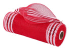 Shop For 10.5" Border Stripe Metallic Mesh Ribbon: Red/White (10 Yards)