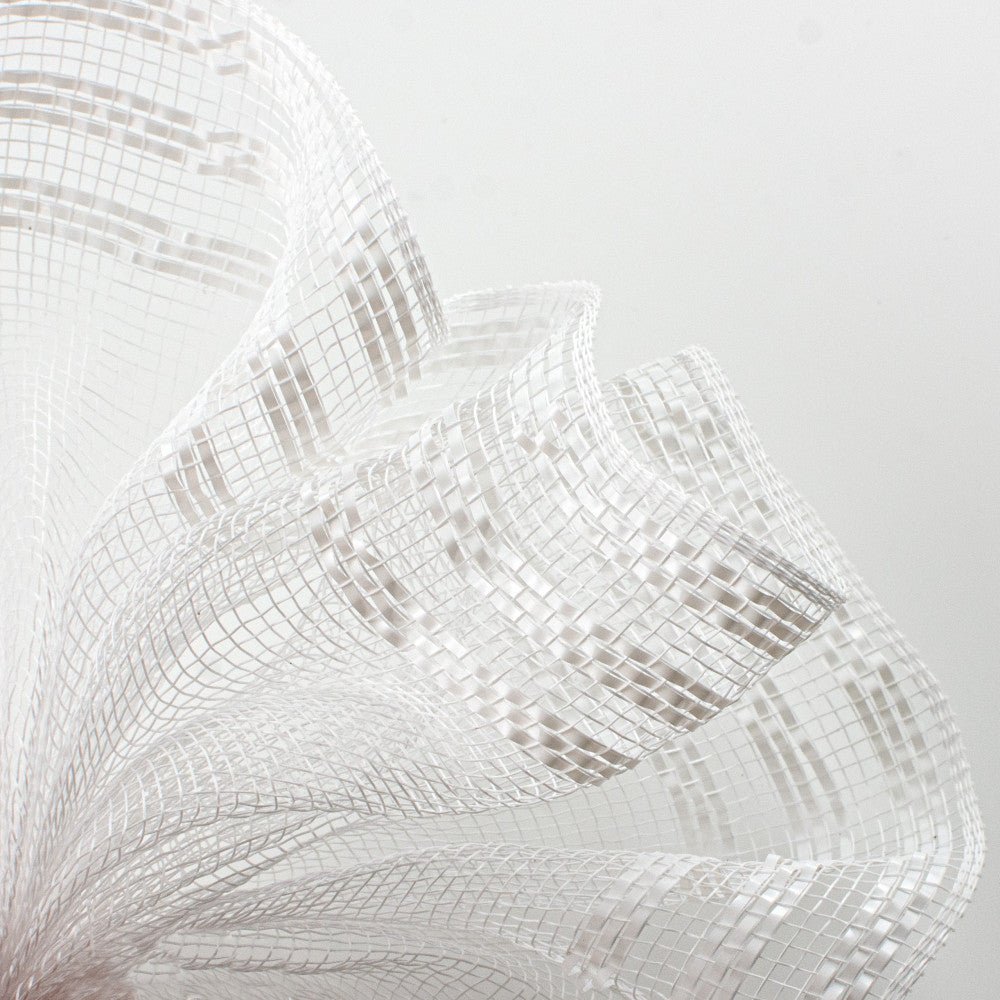 Shop For 10.5" Border Stripe Metallic Mesh Ribbon: White (10 Yards) at Michelle's aDOORable Creations