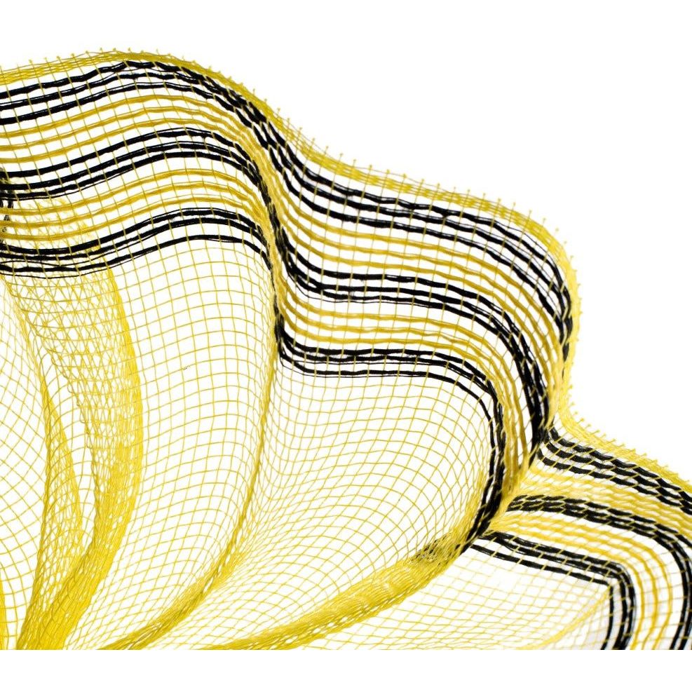 Shop For 10.5" Border Stripe Metallic Mesh Ribbon: Yellow/Black (10 Yards) at Michelle's aDOORable Creations
