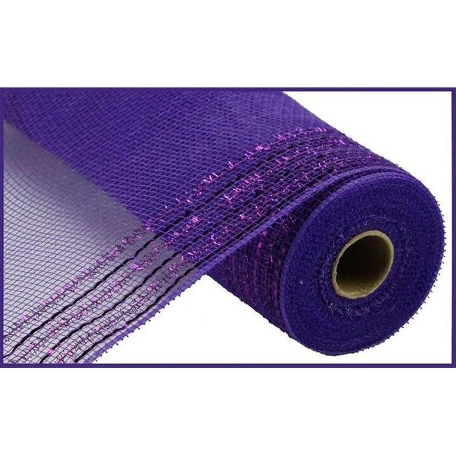 Shop For 10.5" Border Stripe Tinsel Mesh Ribbon: Purple (10 Yards)