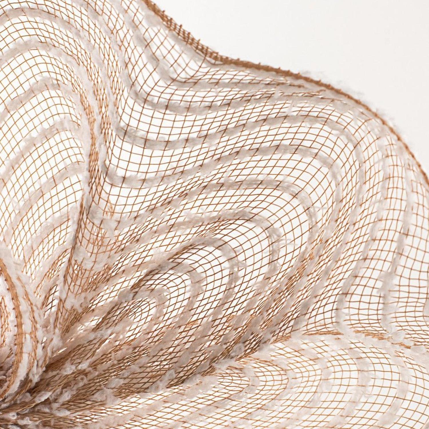 10.5" Cotton Ball Poly Jute Mesh Ribbon: Natural (10 Yards)