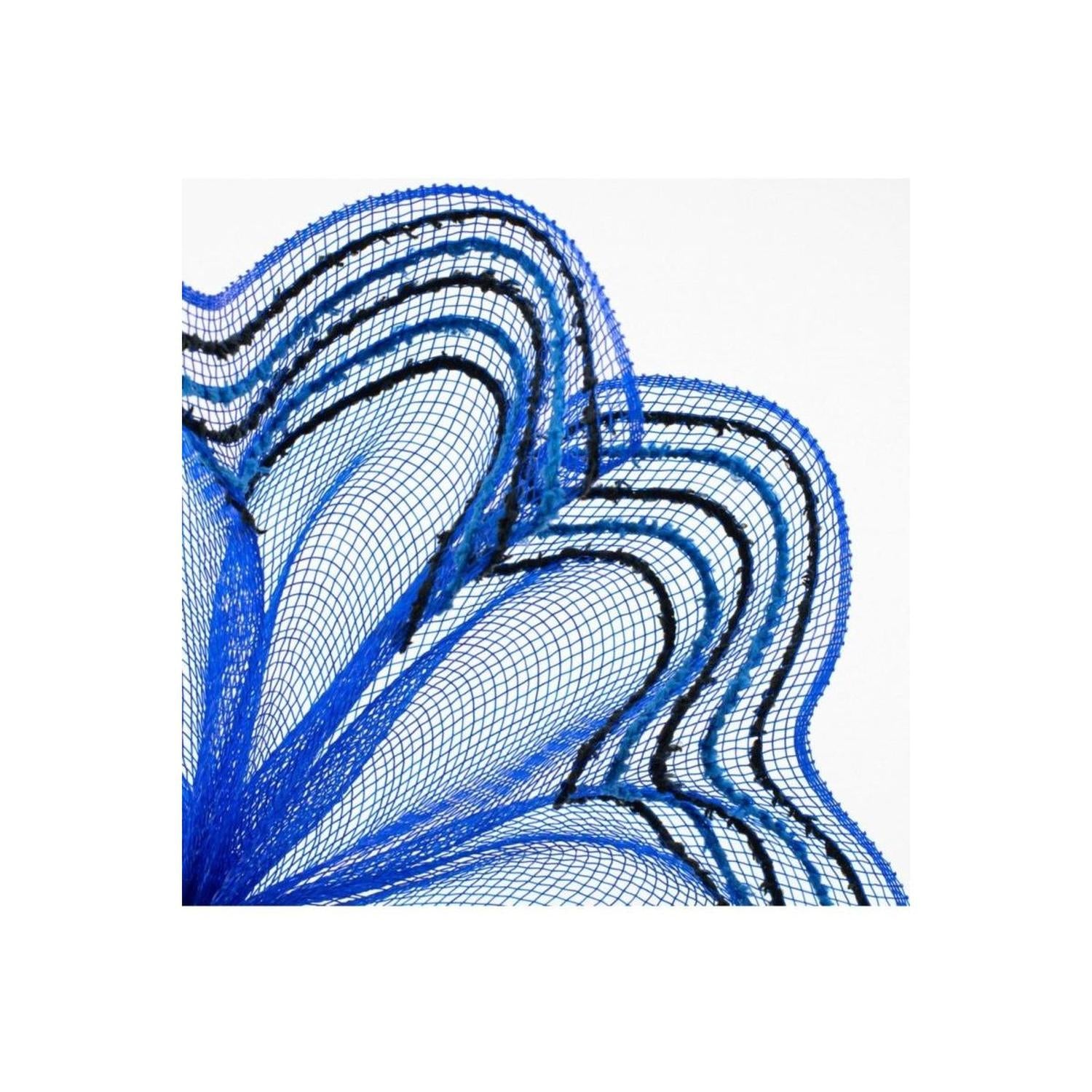 10.5" Drift Border Edge Mesh Ribbon: Royal Blue/Black (10 Yards)
